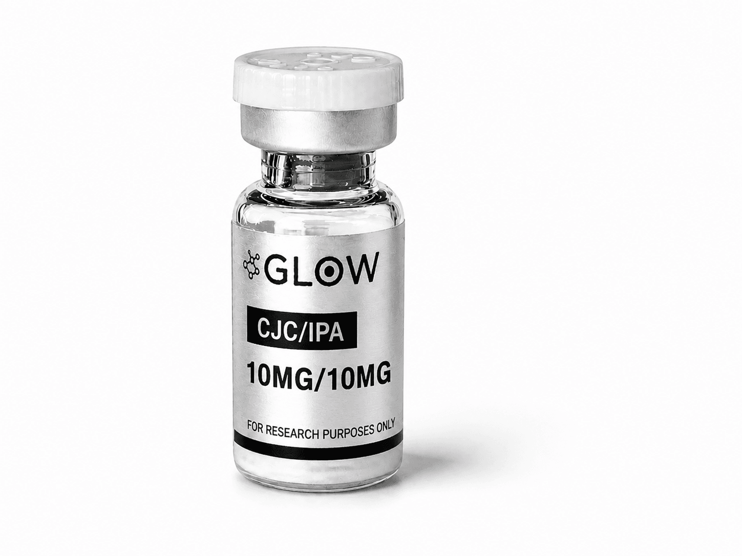 Glow Peptides CJC-1295 No DAC Ipamorelin 10mg 10mg research peptide blend shipped from Canada