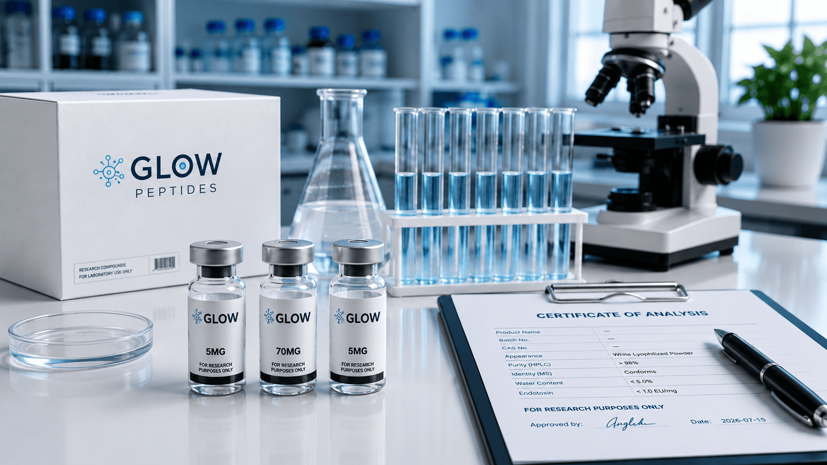 Glow Peptides Product Testing